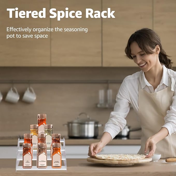 nianfeng Tiered Spice Rack, 4-Tier Spice Pantry Kitchen Cabinet Organizer - Image 5