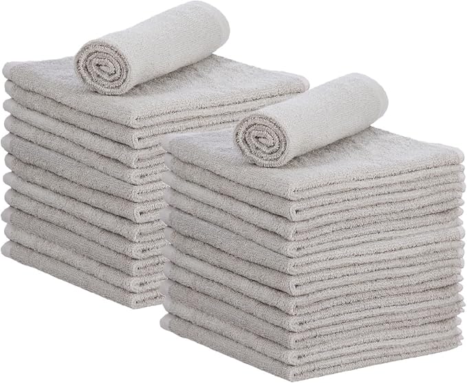 Superio Cotton Terry Washcloths Grey Towels 100% Cotton Cleaning Cloth 16" Rags by Superio
