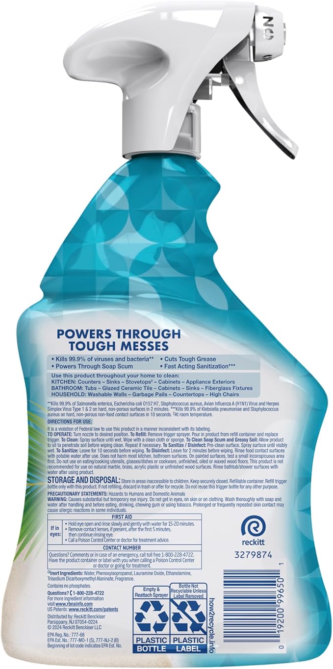 Lysol All Purpose Cleaner Spray, Kitchen & Bathroom Cleaner, Coconut & Sea - Image 8