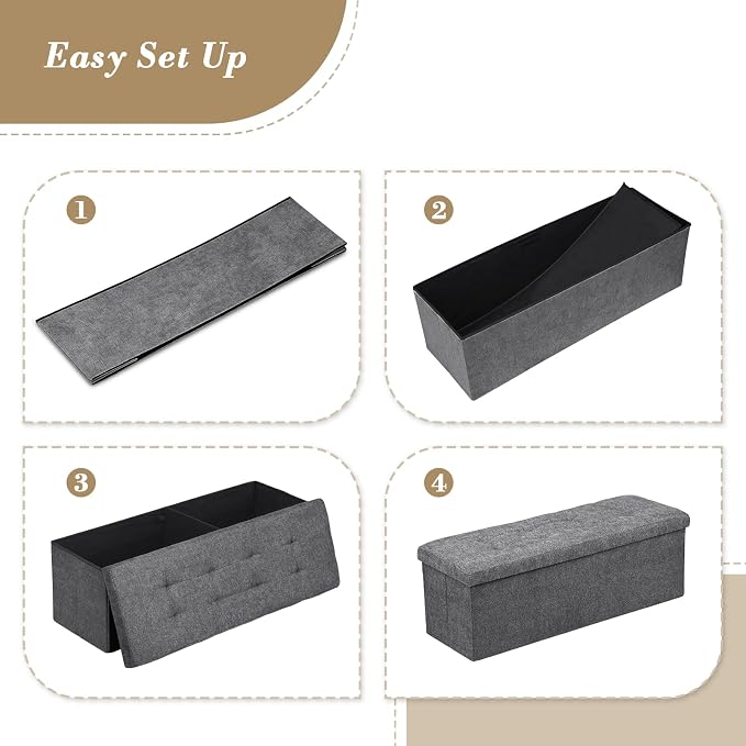 Athena Collection 43" Storage Ottoman Bench Folding Bench - Image 8