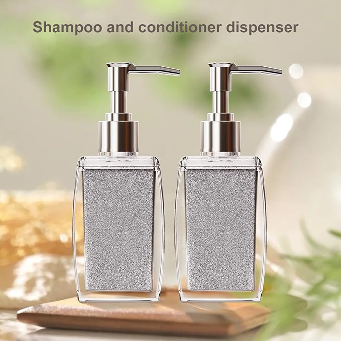 Silver Soap Dispenser with Refillable Plastic Pump - Image 2