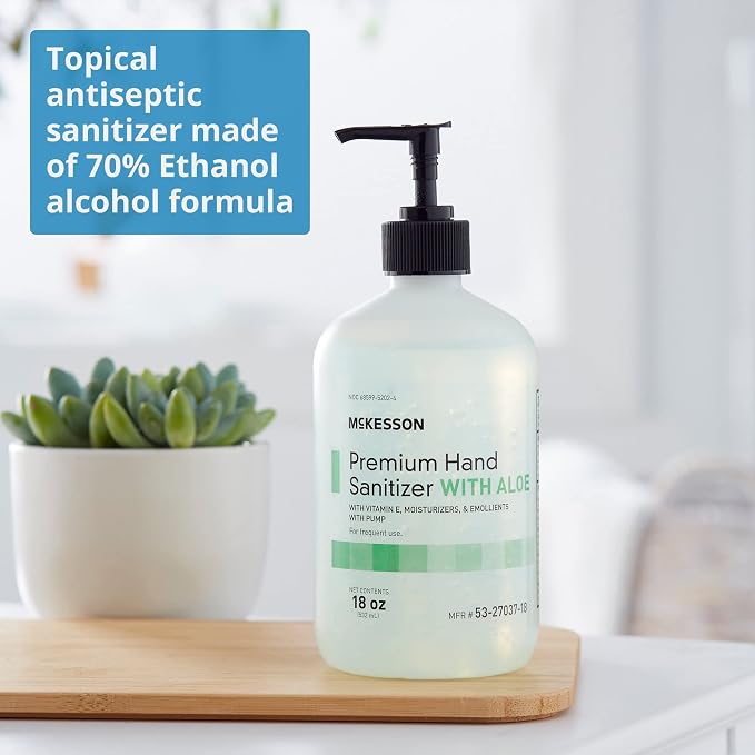 McKesson Hand Sanitizer with Aloe, 18 oz Pump Bottle - Image 3