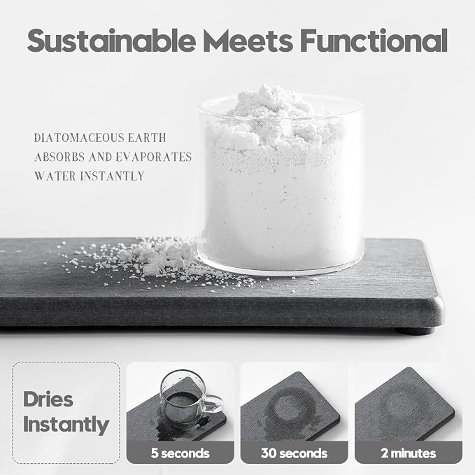 3PCS Water Absorbing Soap Dish Sponge Holder, Diatomite Stone Drying Tray Mat - Image 5