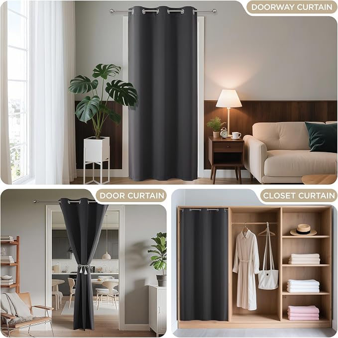 Joydeco Blackout Door Curtain for Doorway Privacy 108 Inches Long, Grommet - Image 4