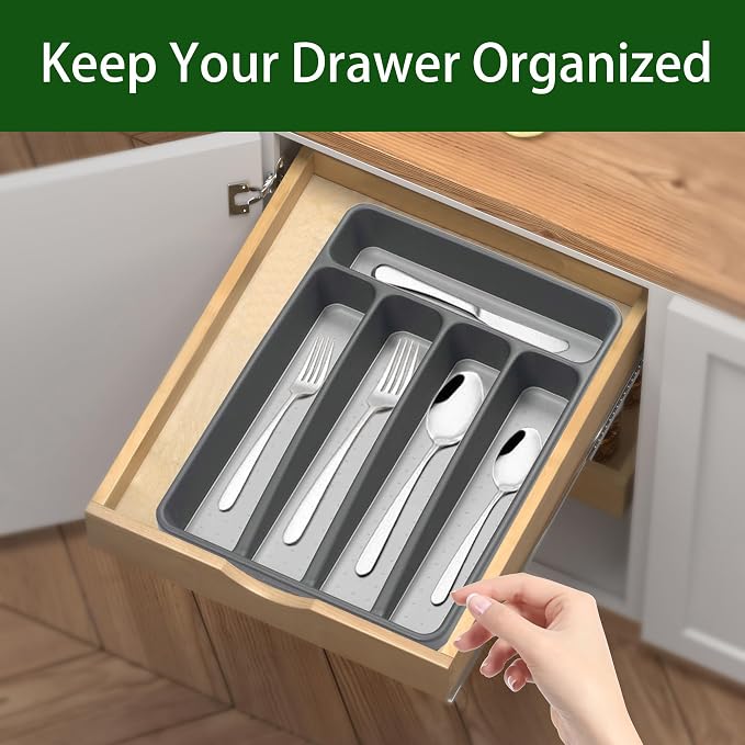 Silverware Organizer Utenisl Organizer Holder Kitchen Drawer Organizer Plastic - Image 2