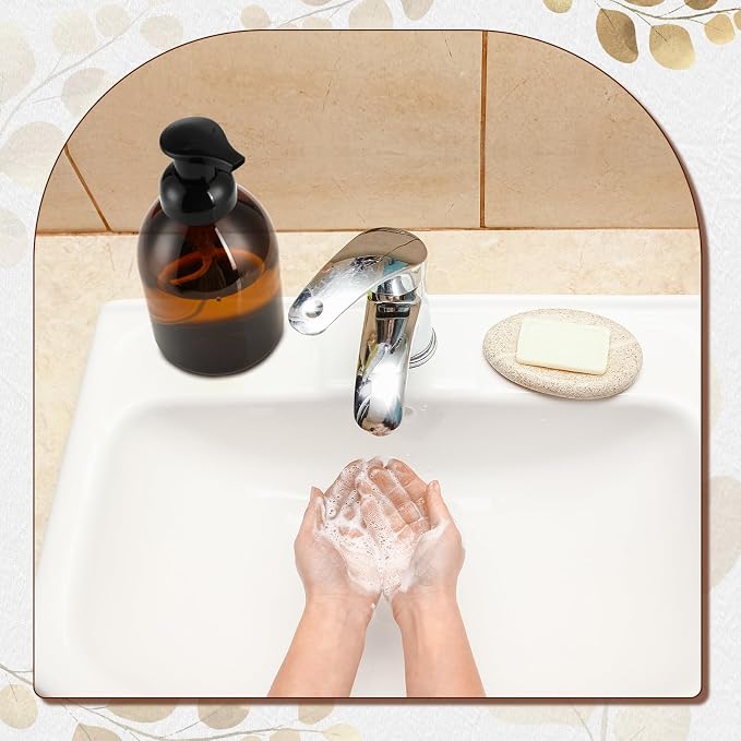 Uiifan 16 Pcs 17 oz Amber Foaming Soap Dispenser Refillable Foam Pump Bottle - Image 6
