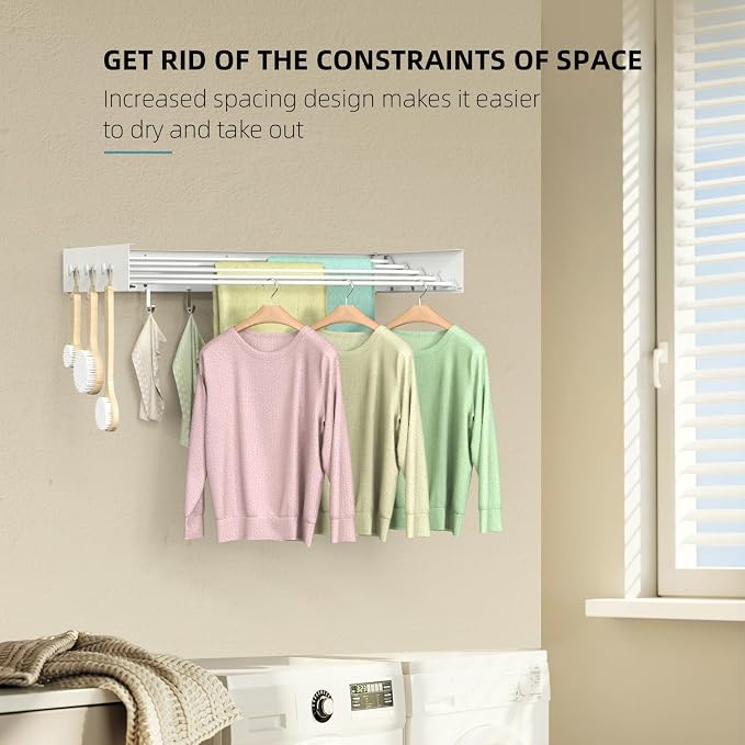 Drying Rack Clothing, Clothes Drying Rack Wall Mounted, Laundry Drying Rack - Image 5
