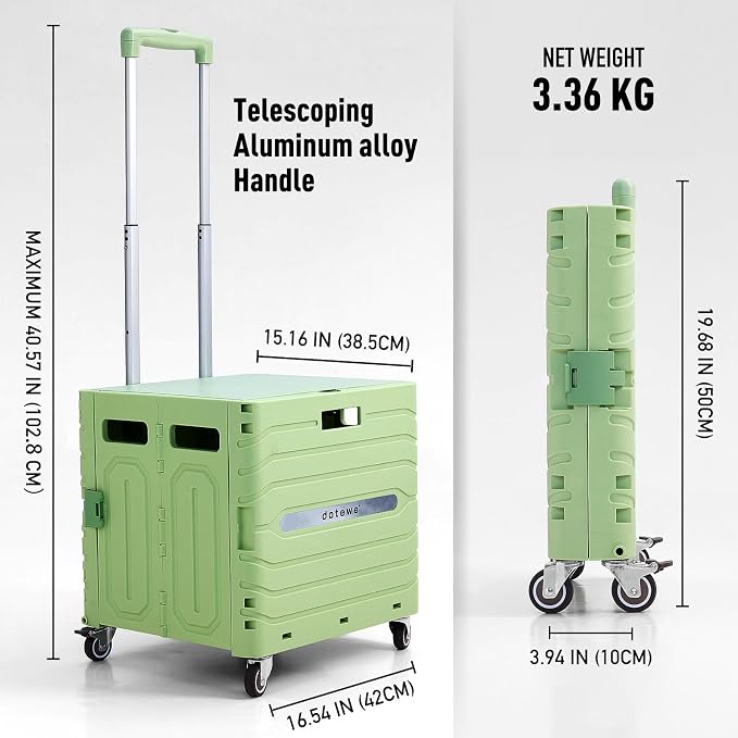 Folding Utility Cart Portable Rolling Crate Handcart Foldable Shopping Trolley - Image 4