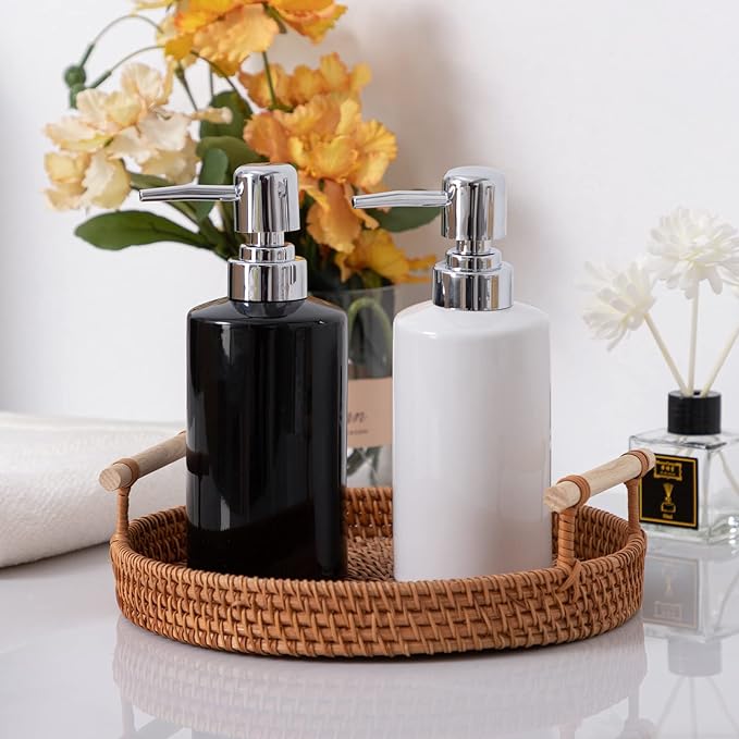 FE Soap Dispenser, 300ml/10oz Ceramic Liquid Soap Pump Dispenser, Refillable - Image 4