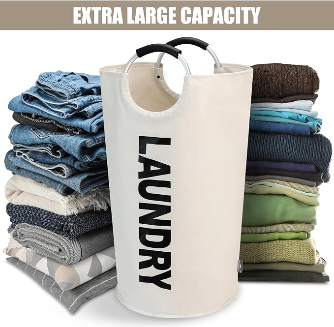 DOKEHOM 125L X-Large Laundry Basket, Collapsible Laundry Bag, Freestanding Tall - Image 6