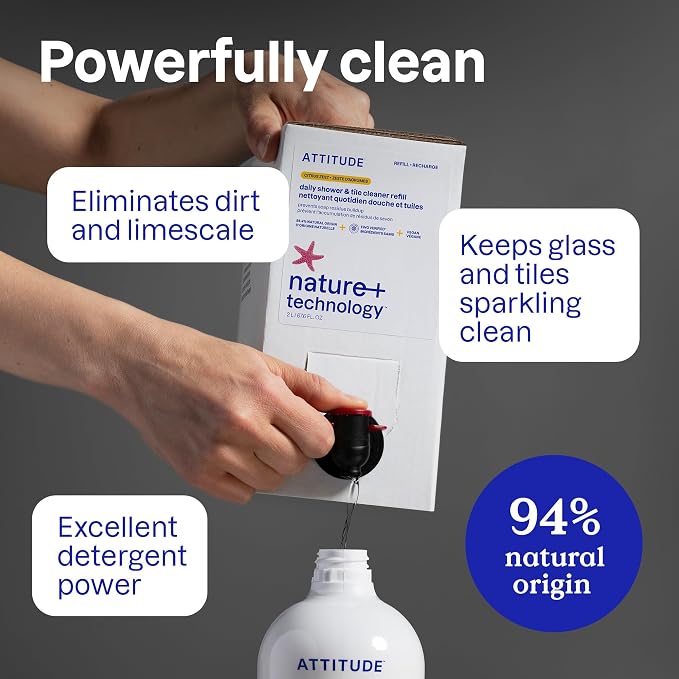 ATTITUDE Shower & Tile Cleaner, EWG Verified, Plant-Based & Vegan Bathroom Spray - Image 3