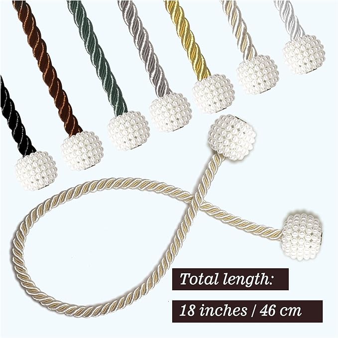 Hion Magnetic Curtain Tiebacks Black 2pcs, Curtain Tiebacks Buckles Holdbacks - Image 7