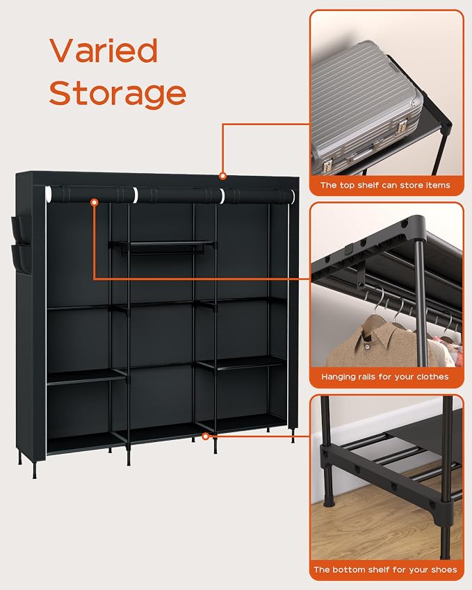 Portable Closet, 81.1 Inch Extra Large Capacity Wardrobe Closet - Image 6