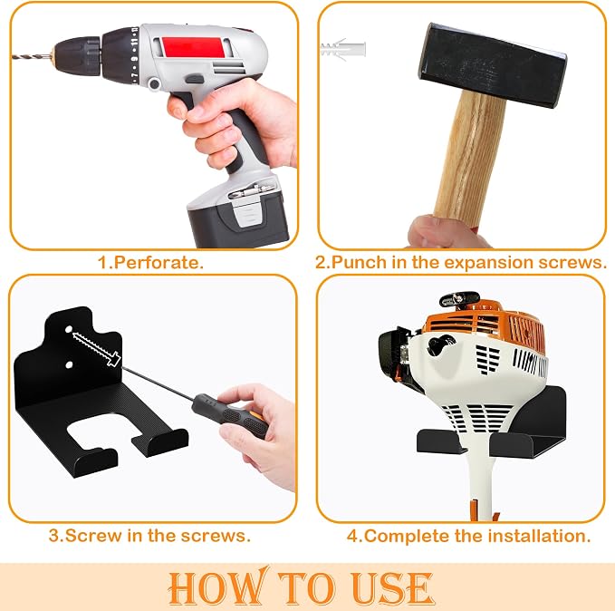2 PCS Garage Organizer Trimmer Rack, Wall Mounted Tool Hanger - Image 2