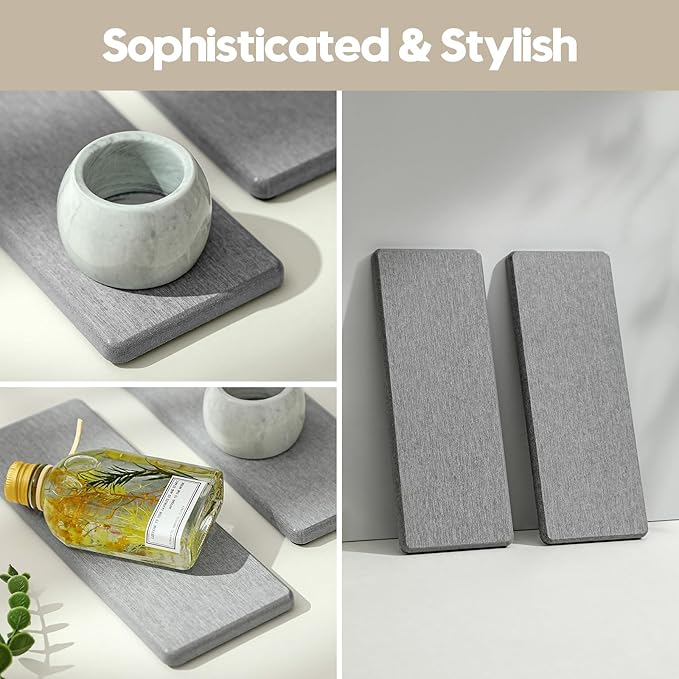 2PCS Bathroom Counter Vanity Trays, Water Absorbing Diatomite Stone Quick - Image 6