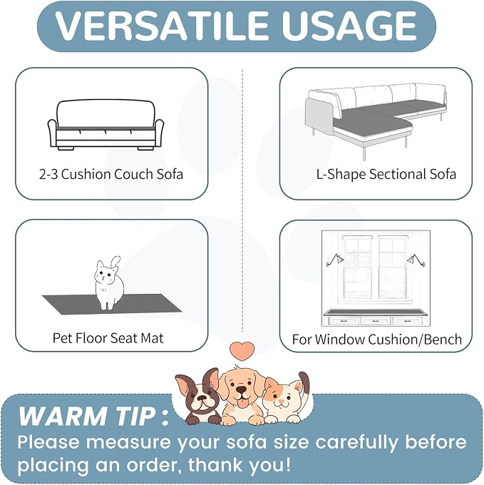 OTOB Couch Covers for 3 Cushion Sofa Pet Friendly, Plush Fuzzy Non Slip Sofa - Image 6