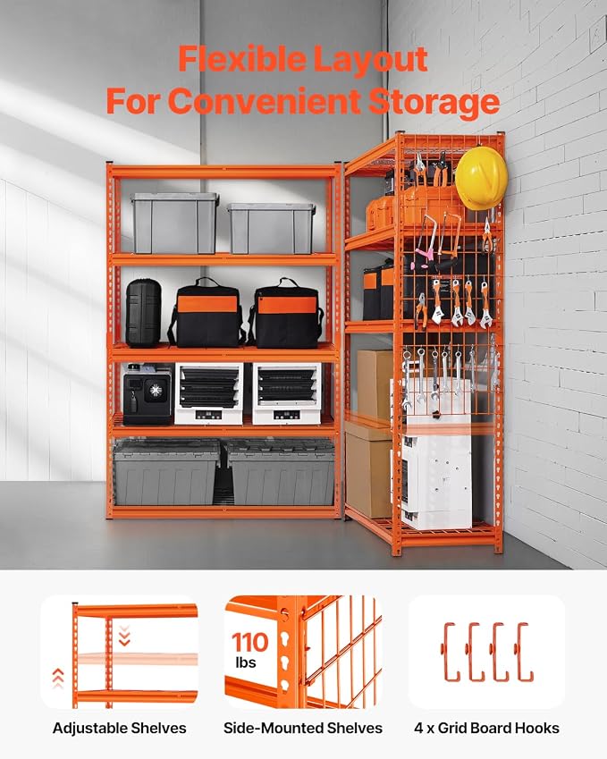 VEVOR Storage Shelves, 2500 lbs, 5 Tier Heavy Duty Garage Shelving, - Image 5