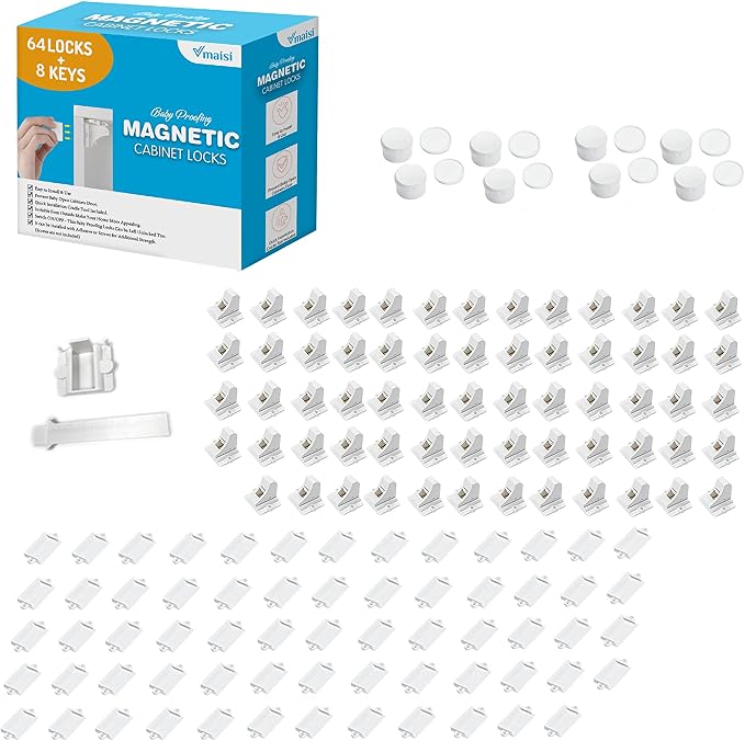 Vmaisi Adhesive Magnetic Locks for Cabinets & Drawers by vmaisi