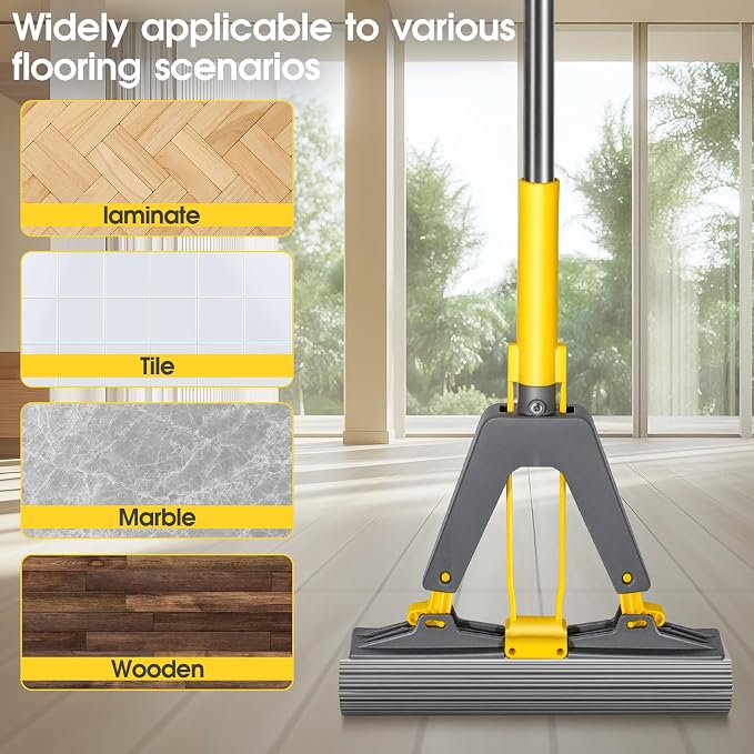 Sponge Mop, Masthome Roller Sponge Mop, Easy Self Squeeze Mop and Stainless - Image 6