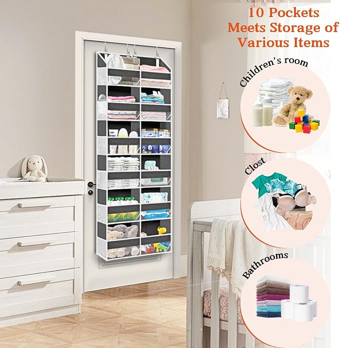Over the Door Organizer 6 Tiers, Extra Large Behind Door Storage of 12 - Image 6
