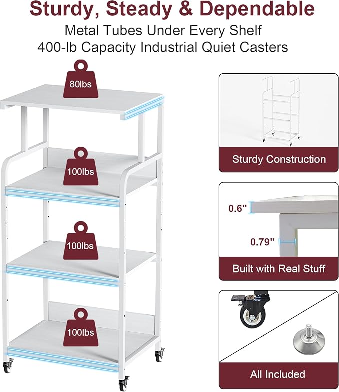 4 Tier White Printer Stand - Image 2
