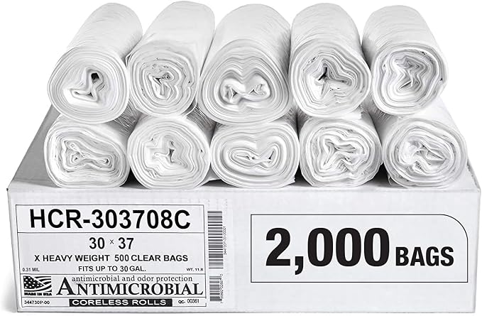 Aluf Plastics High Density Trash Bags, 30 Gallon, 8 Micron, by AlufPlastics