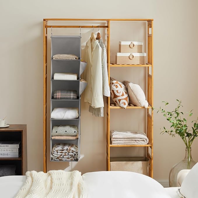 YOUDENOVA Hanging Closet Organizer and Storage, 6-Shelf Closet Hanging Shelves - Image 2