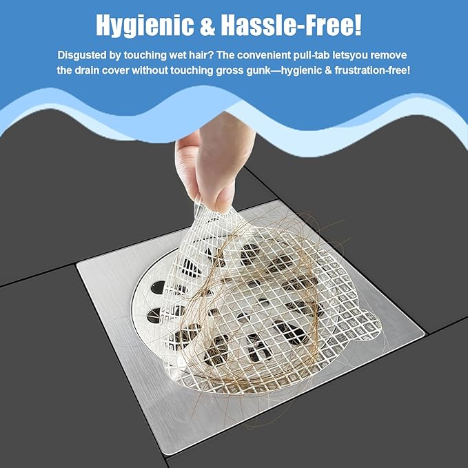 60 Pack Disposable Shower Drain Hair Catcher Hair Trap Drain Covers 4.4” - Image 5