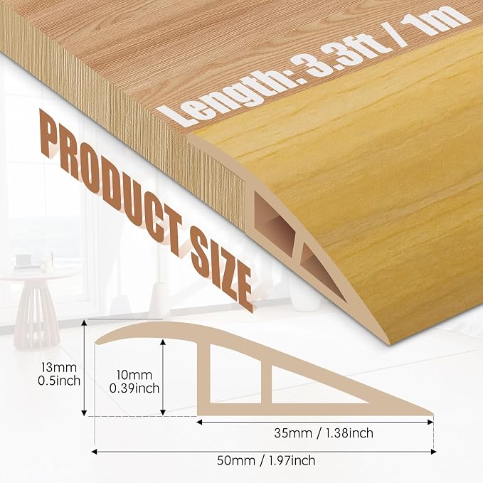 Floor Transition Strip Door Threshold 39" Floor Transition Reducer Trim on The - Image 2
