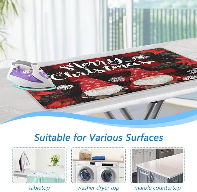 Red and Black Checkered Christmas Gnomes Ironing Mat - Image 4