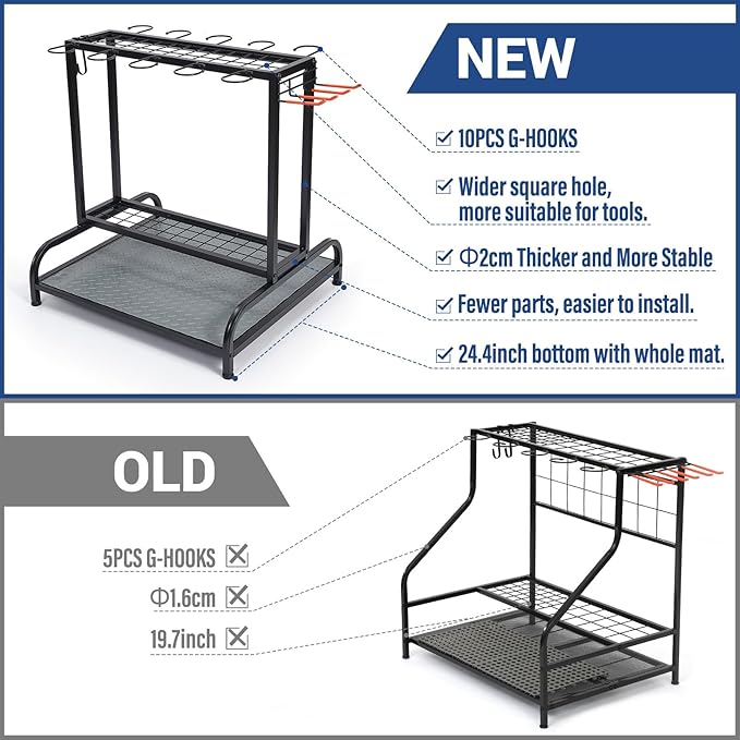 Garden Tool Organizer, Yard Tools Rack Holds 55 Long-Handled Tools/Rakes/Brooms - Image 5