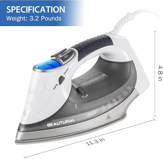 BEAUTURAL 1800-Watt Steam Iron - Image 7