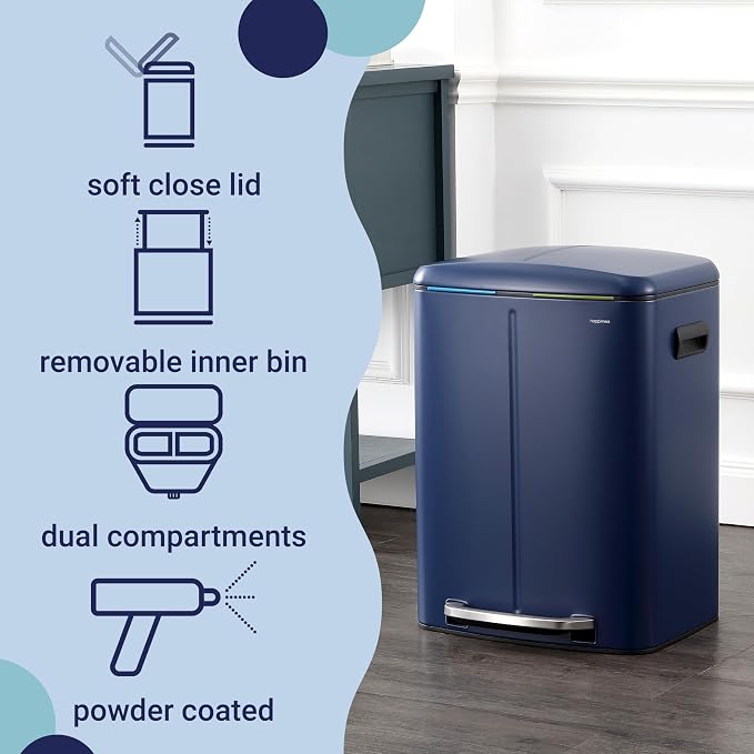 happimess HPM1005J Marco Rectangular 10.6-Gallon Double Bucket Trash Can - Image 3
