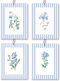Rustic Blue Floral Car Air Freshener 4 Pcs, Preppy Blue Striped Flower Hanging by Unknown