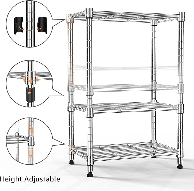 450 lbs Wire Storage Shelving 3-Tier Utility Shelving Unit Steel Organizer Wire - Image 5