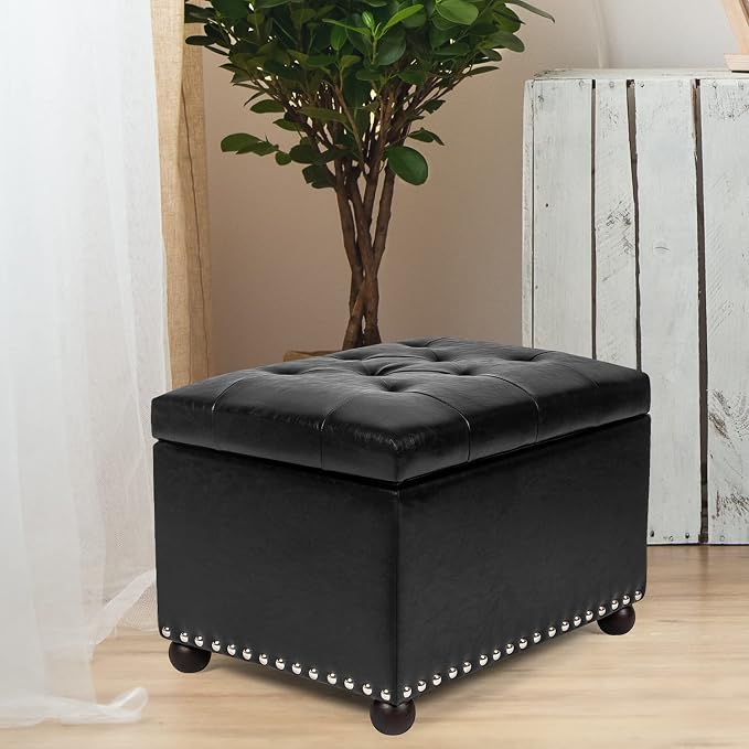 Joveco Leather Storage Ottoman, - Image 7