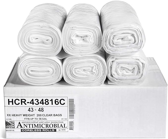 Aluf Plastics High Density Trash Bags, 56 Gallon, 16 Micron, by AlufPlastics