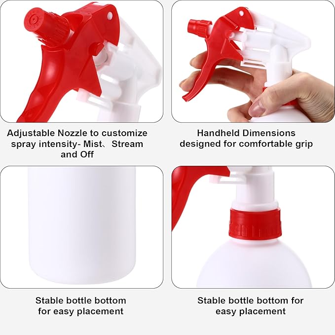 Eccliy 12 Pcs 16 Oz Plastic Spray Bottle, Adjustable Empty Reusable Sprayer - Image 4