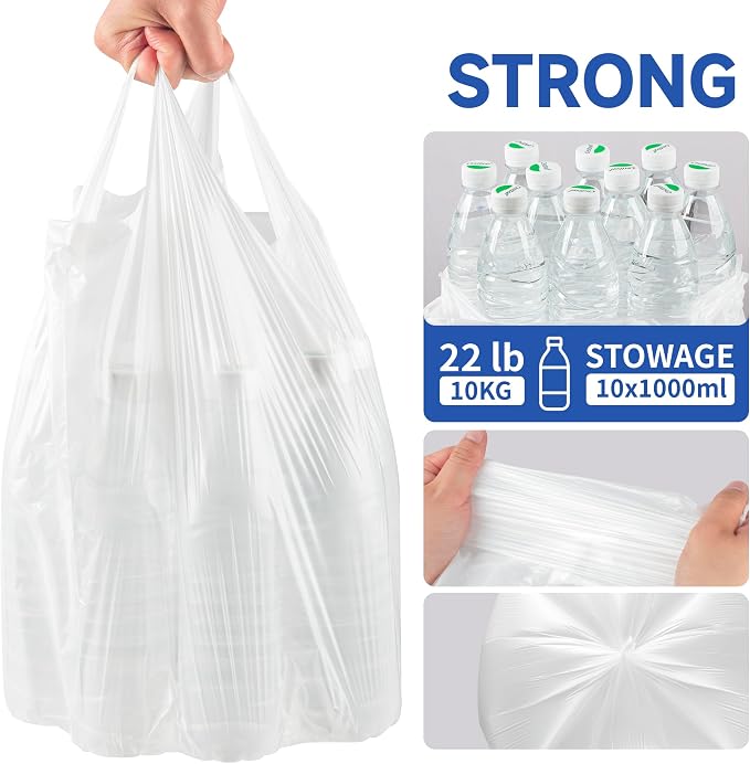 Small Trash Bags with Handles 1.2 Gallon 200 Count White - Image 5