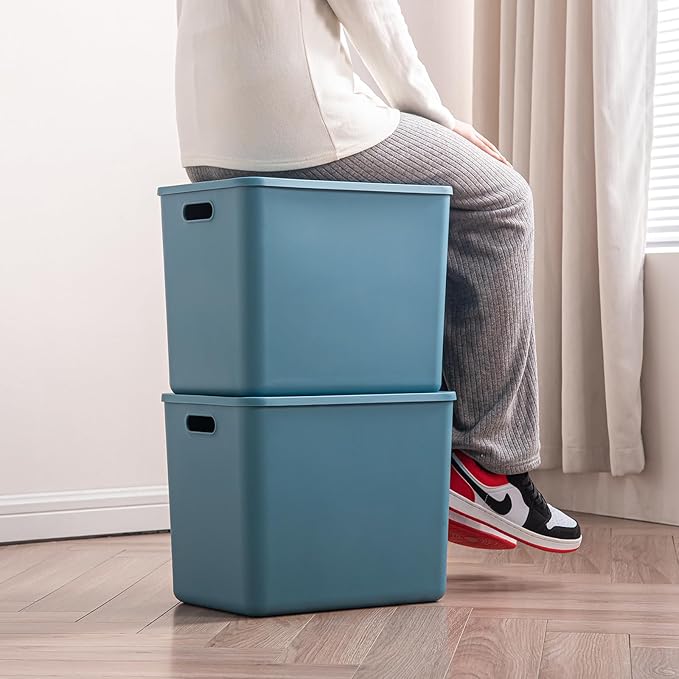 Plastic Storage Bins with lids, Storage Baskets, Container with handle - Image 4