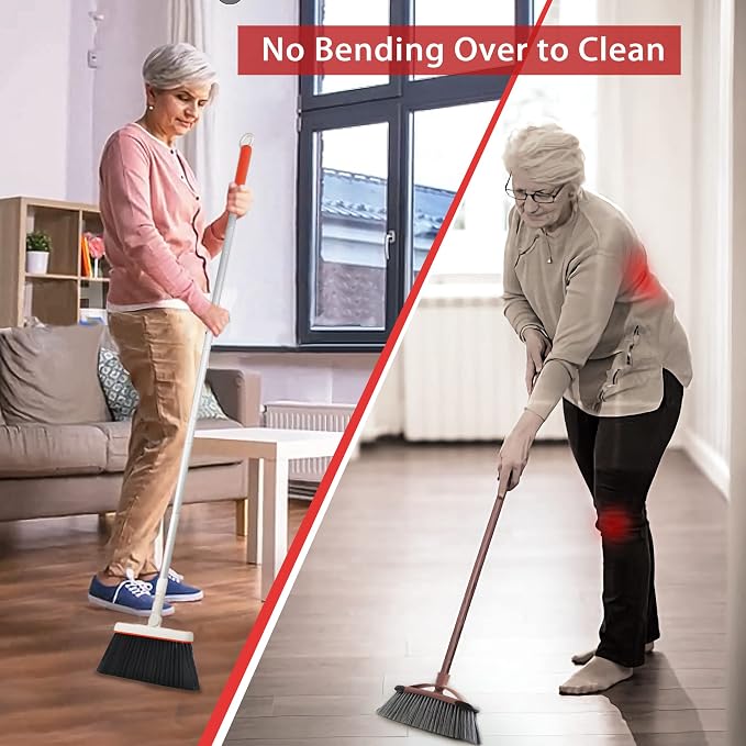 JEHONN Broom and Dustpan Set for Home, Long Handle Lightweight 180 Degree - Image 2