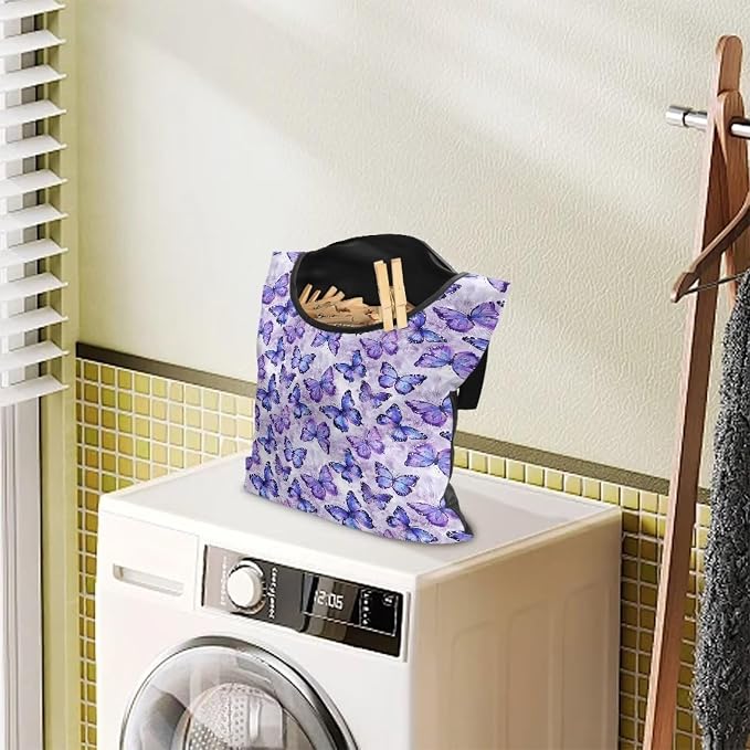 2 Pcs Butterfly Purple Clothespin Bag - Image 3