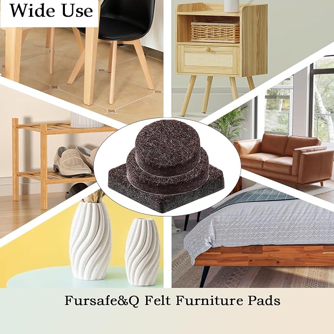 Fursafe&Q Felt Furniture Pads for Hardwood Floors -Self Adhesive Felt Chair Leg - Image 3