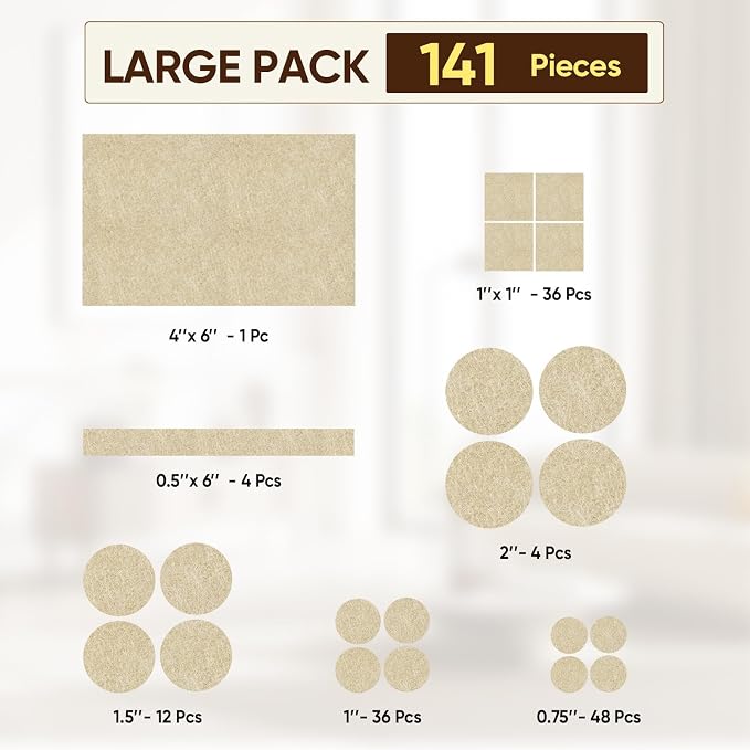 BALEINE 141PCS Felt Furniture Pads, Scratch-Reducing Floor Protectors - Image 2