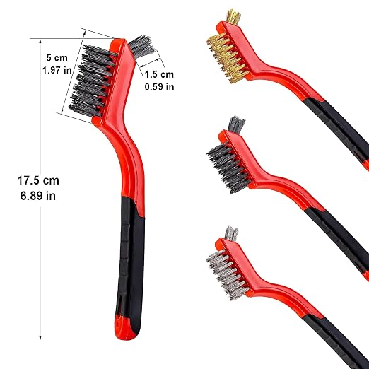 3Pcs Mini Wire Brush Set, Stainless Steel/Brass/Nylon Bristles Wire Brushes - Image 3