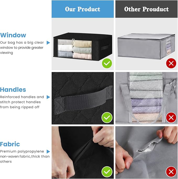 HomeHacks Storage 8-Pack Clothes Organizer Storage Bags Foldable Storage Box - Image 4