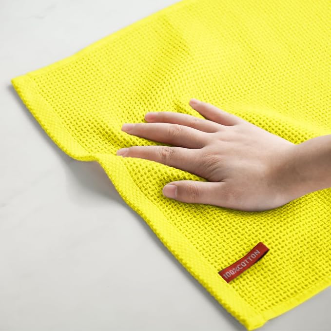 Artoid Mode 100% Cotton Lemon Yellow Waffle Weave Kitchen Dish Cloths, 12x12 - Image 5