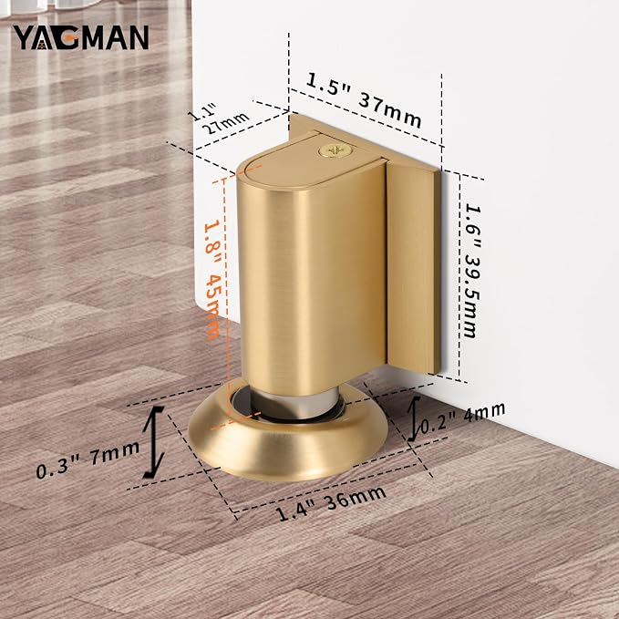 2 Pack Magnetic Door Stoppers Retractable Bottom of Door Holder No Drilling - Image 2