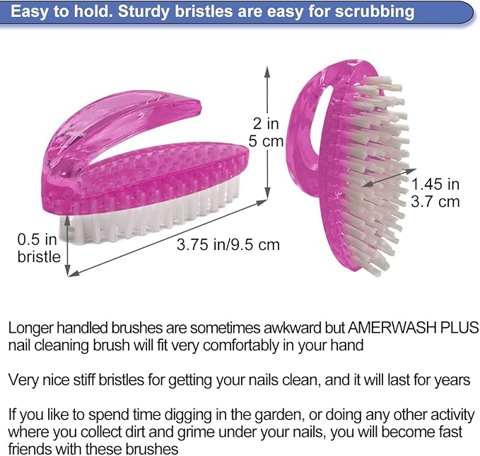 Handle Grip Nail Brush for Cleaning Fingernails Hands & Under Nails, Stiff - Image 2