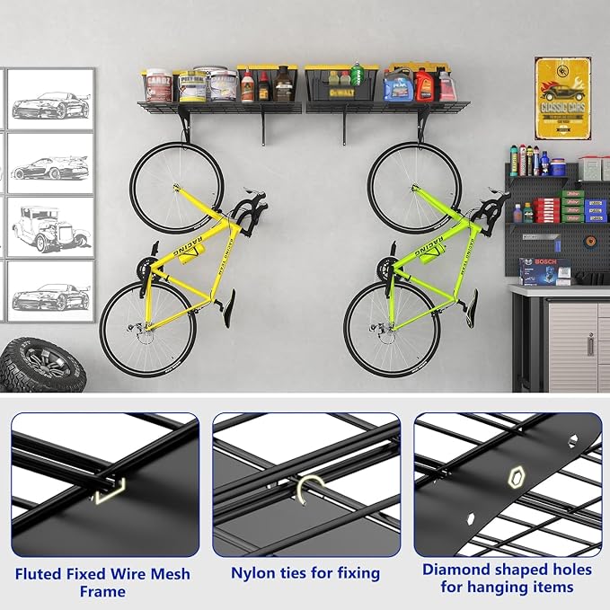 4Pack 2x6ft Garage Shelving Wall Mounted, 2400 Lbs Heavy Duty Garage Wall - Image 4